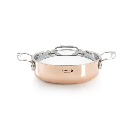 Sauteuse en cuivre avec couvercle en inox PRIMA MATERA diam 24cm