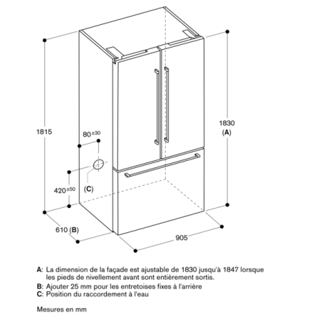 Réfrigérateur multi-portes congélateur RY295350 GAGGENAU 183 x 90.5 cm